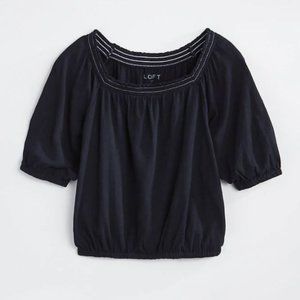 LOFT Women Navy Blue Shirt SZ M